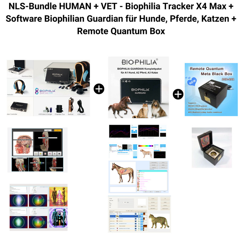 NLS-all-in-Bundle - Biophilia Tracker X4 Max +  Biophilia Guardian für Hunde, Pferde, Katzen + Remote Quantum Box