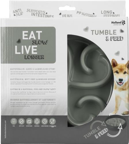 Eat Slow Live Longer Tumble Feeder Grey